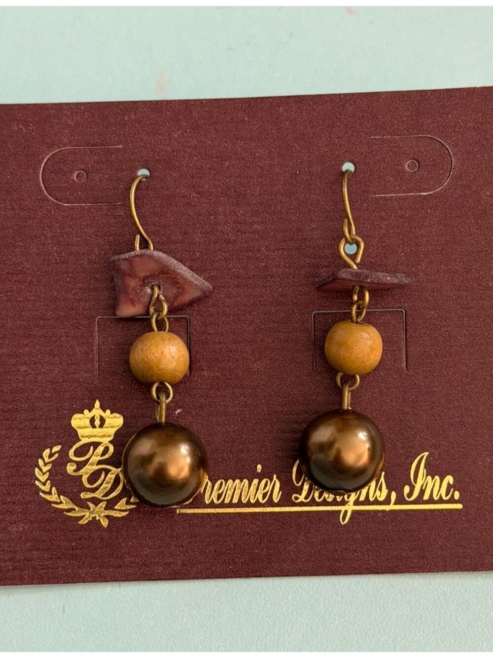 Premier Designs, Inc. Beaded Dangle Earrings-'Into The Wild' Brown Earrings-New